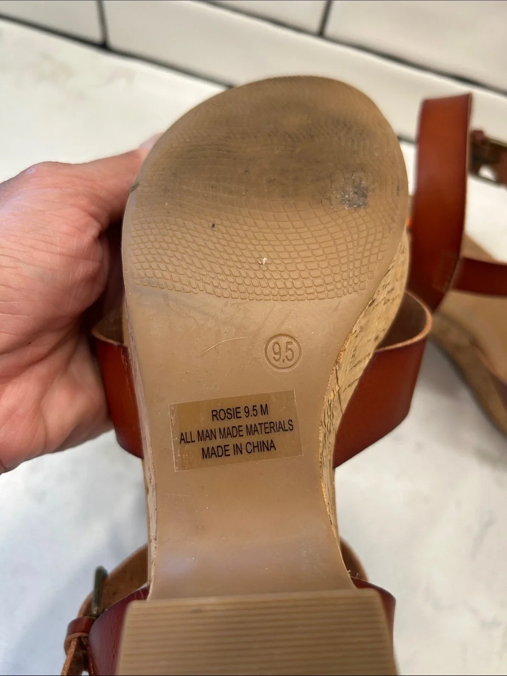 CUSHIONAIRE Women's Rosie Cork Wedge Sandal +Memory‎ Foam 9.5 Cognac Boho